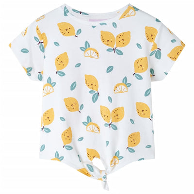 VidaXL Kindershirt met knoop in de zoom 128 ecru