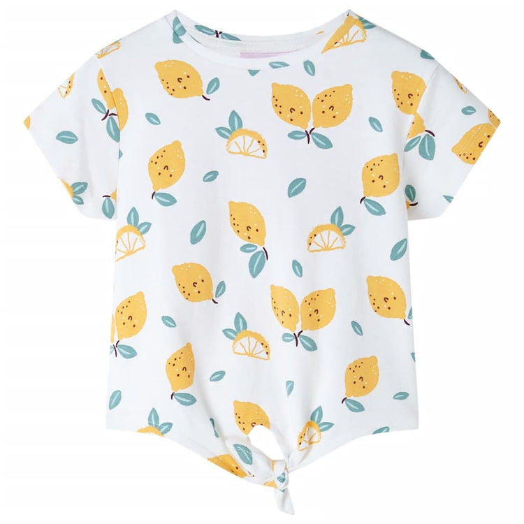 Vidaxl kindershirt met knoop in de zoom 128 ecru
