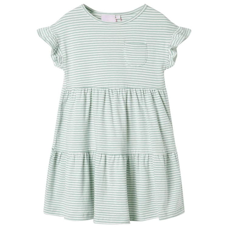 Vidaxl kinderjurk met ruches aan de mouwen 104 mintkleurig