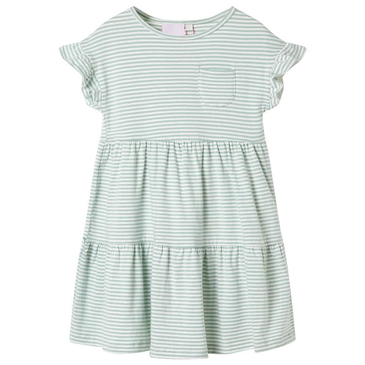 Vidaxl kinderjurk met ruches aan de mouwen 116 mintkleurig