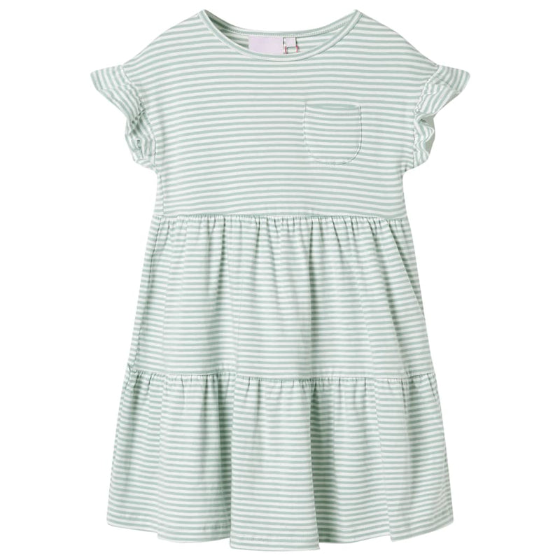Vidaxl kinderjurk met ruches aan de mouwen 128 mintkleurig