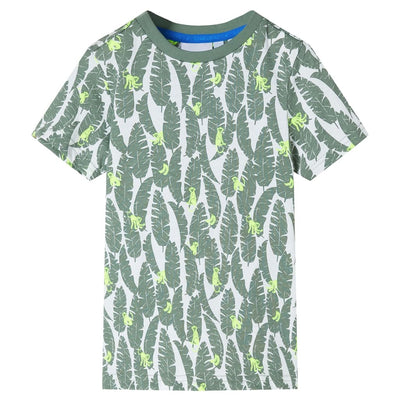 VidaXL Kindershirt 104 ecru en donkerklimopgroen