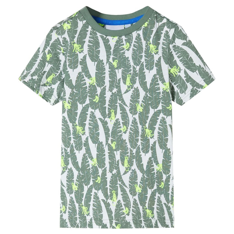 VidaXL Kindershirt 104 ecru en donkerklimopgroen