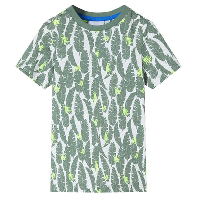 VidaXL Kindershirt 116 ecru en donkerklimopgroen