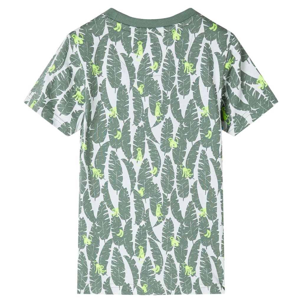 VidaXL Kindershirt 116 ecru en donkerklimopgroen