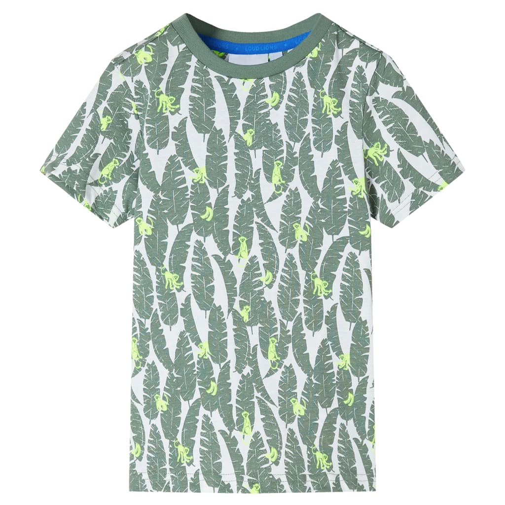 VidaXL Kindershirt 128 ecru en donkerklimopgroen