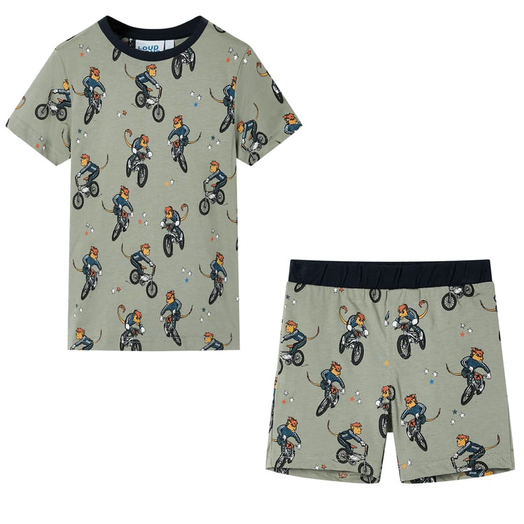 Vidaxl kinderpyjama met korte mouwen 92 lichtkaki