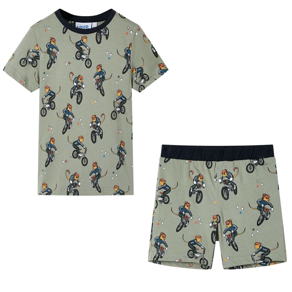 Vidaxl kinderpyjama met korte mouwen 128 lichtkaki