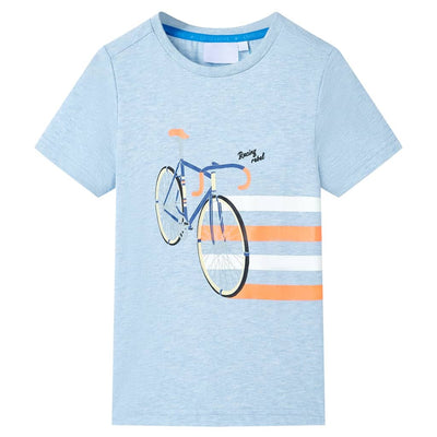 VidaXL Kindershirt 128 gemêleerd zachtblauw