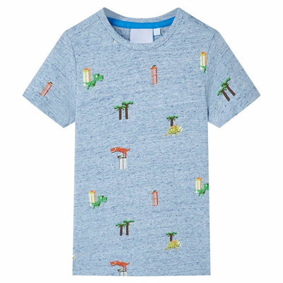 VidaXL Kindershirt 116 gemêleerd blauw