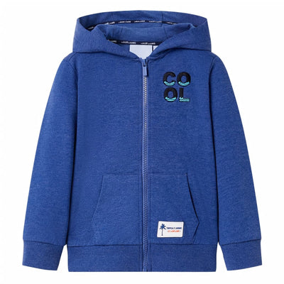 VidaXL Kindervest met capuchon en rits 92 gemêleerd donkerblauw