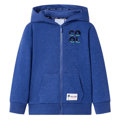 VidaXL Kindervest met capuchon en rits 116 gemêleerd donkerblauw