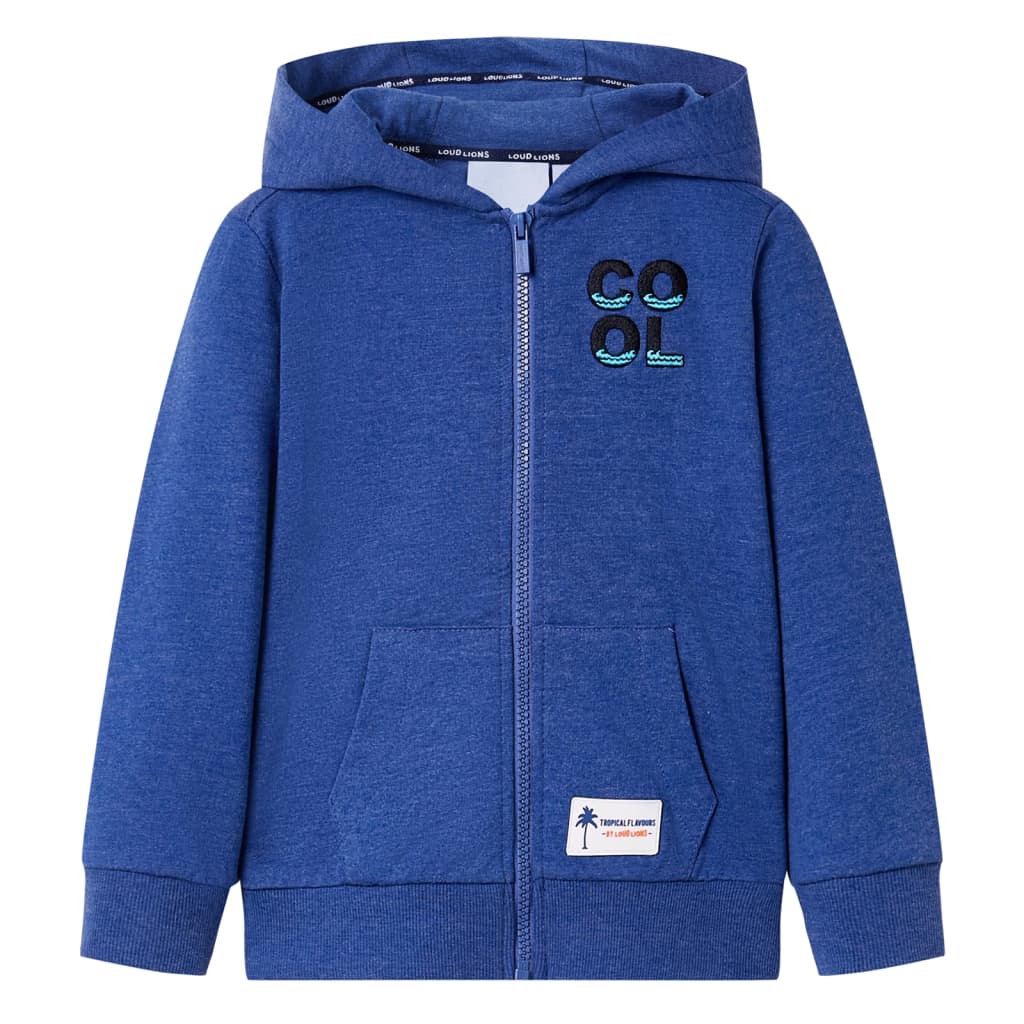 VidaXL Kindervest met capuchon en rits 128 gemêleerd donkerblauw