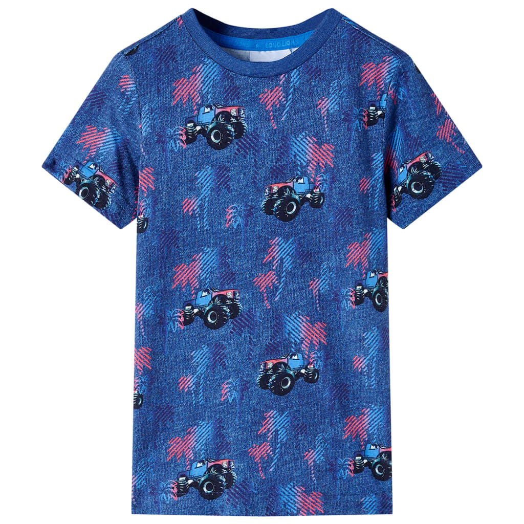 VidaXL Kindershirt 128 gemêleerd donkerblauw