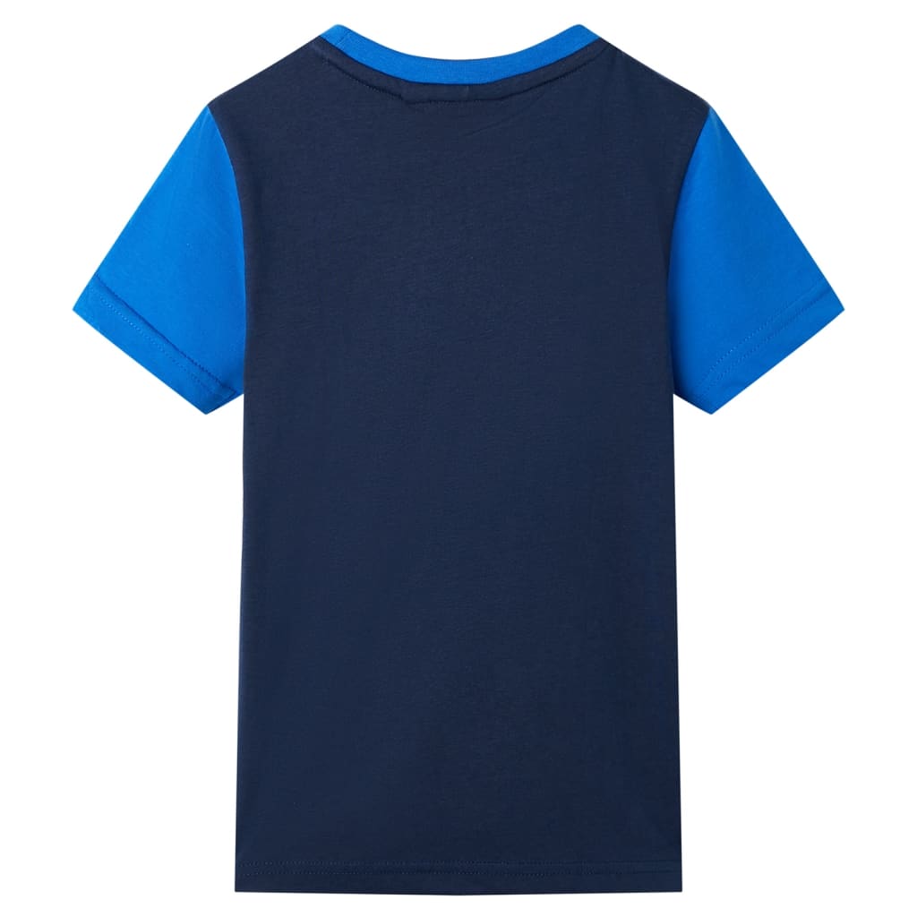 VidaXL Kindershirt 128 blauw en marineblauw