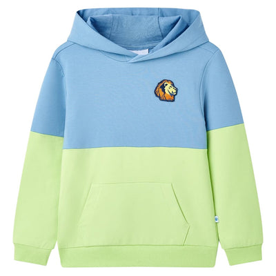 VidaXL Kindertrui met capuchon 140 blauw en zachtgeel