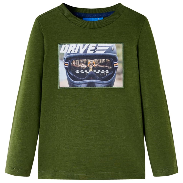 Vidaxl kindershirt met lange mouwen 128 donkerkakikleurig