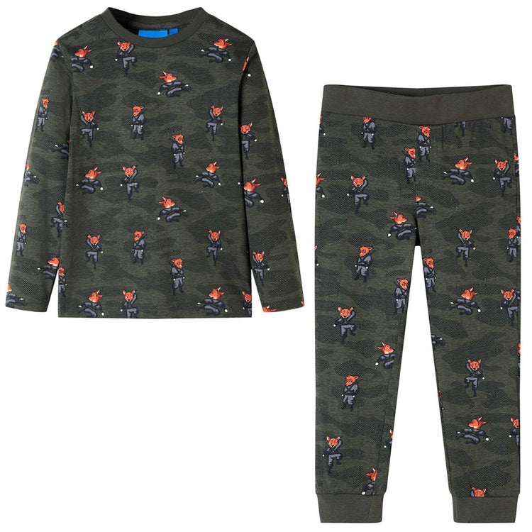 Vidaxl kinderpyjama met lange mouwen 92 kakikleurig