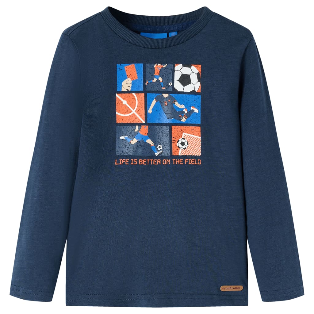 VidaXL Kindershirt met lange mouwen 92 gemêleerd marineblauw