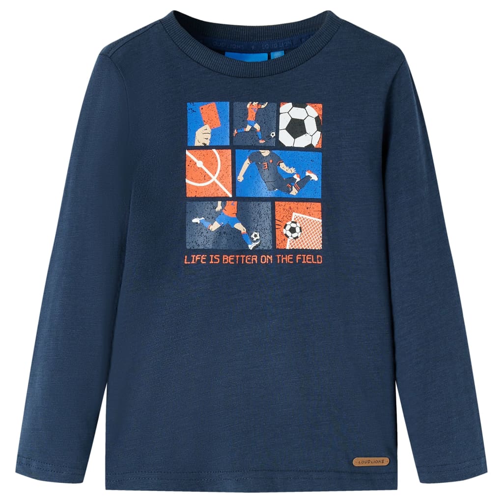 VidaXL Kindershirt met lange mouwen 104 gemêleerd marineblauw