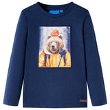 VidaXL Kindershirt met lange mouwen 140 gemêleerd marineblauw - afbeelding 1