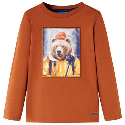 VidaXL Kindershirt met lange mouwen 92 oranjebruin