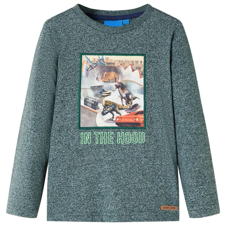 Vidaxl kindershirt met lange mouwen 104 gemêleerd donkergroen