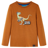 Vidaxl kindershirt met lange mouwen 104 cognackleurig - afbeelding 1