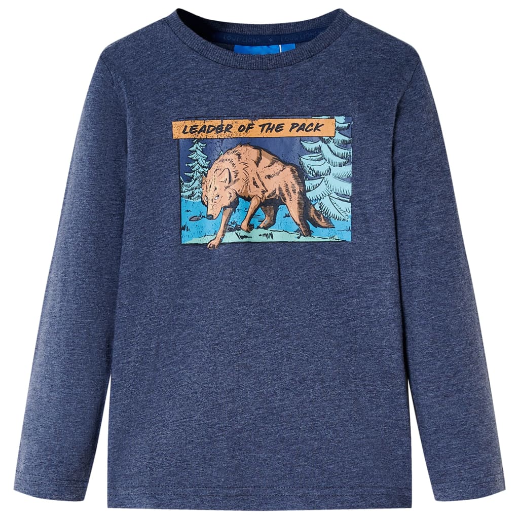 VidaXL Kindershirt met lange mouwen 92 gemêleerd donkerblauw