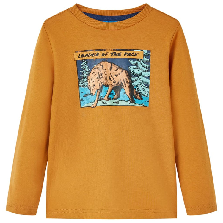 Vidaxl kindershirt met lange mouwen 104 donkerokerkleurig