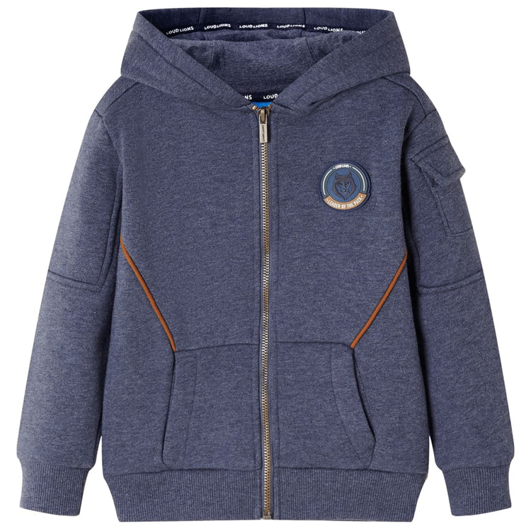 Vidaxl kindervest met capuchon en rits 104 gemêleerd donkerblauw