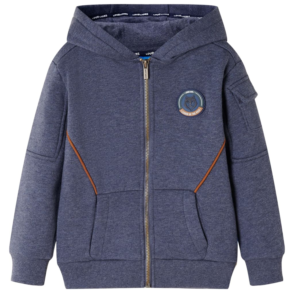 VidaXL Kindervest met capuchon en rits 116 gemêleerd donkerblauw