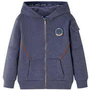 Vidaxl kindervest met capuchon en rits 116 gemêleerd donkerblauw - afbeelding 1
