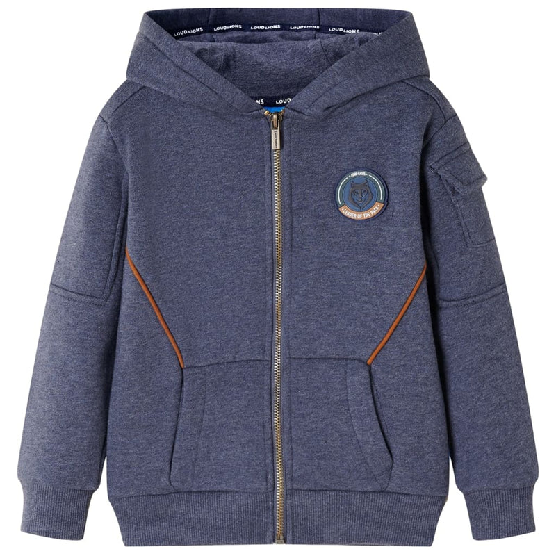 Vidaxl kindervest met capuchon en rits 116 gemêleerd donkerblauw