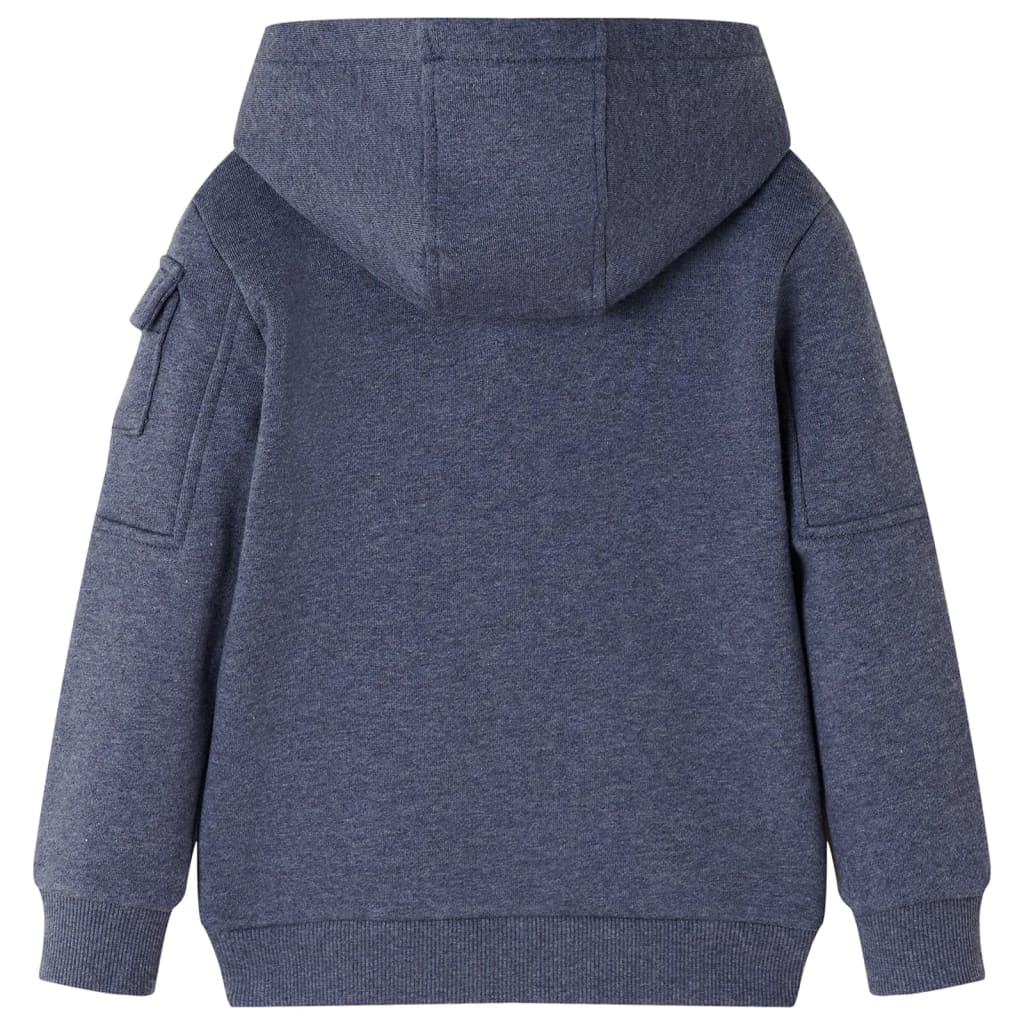 VidaXL Kindervest met capuchon en rits 116 gemêleerd donkerblauw