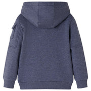 Vidaxl kindervest met capuchon en rits 116 gemêleerd donkerblauw - afbeelding 2