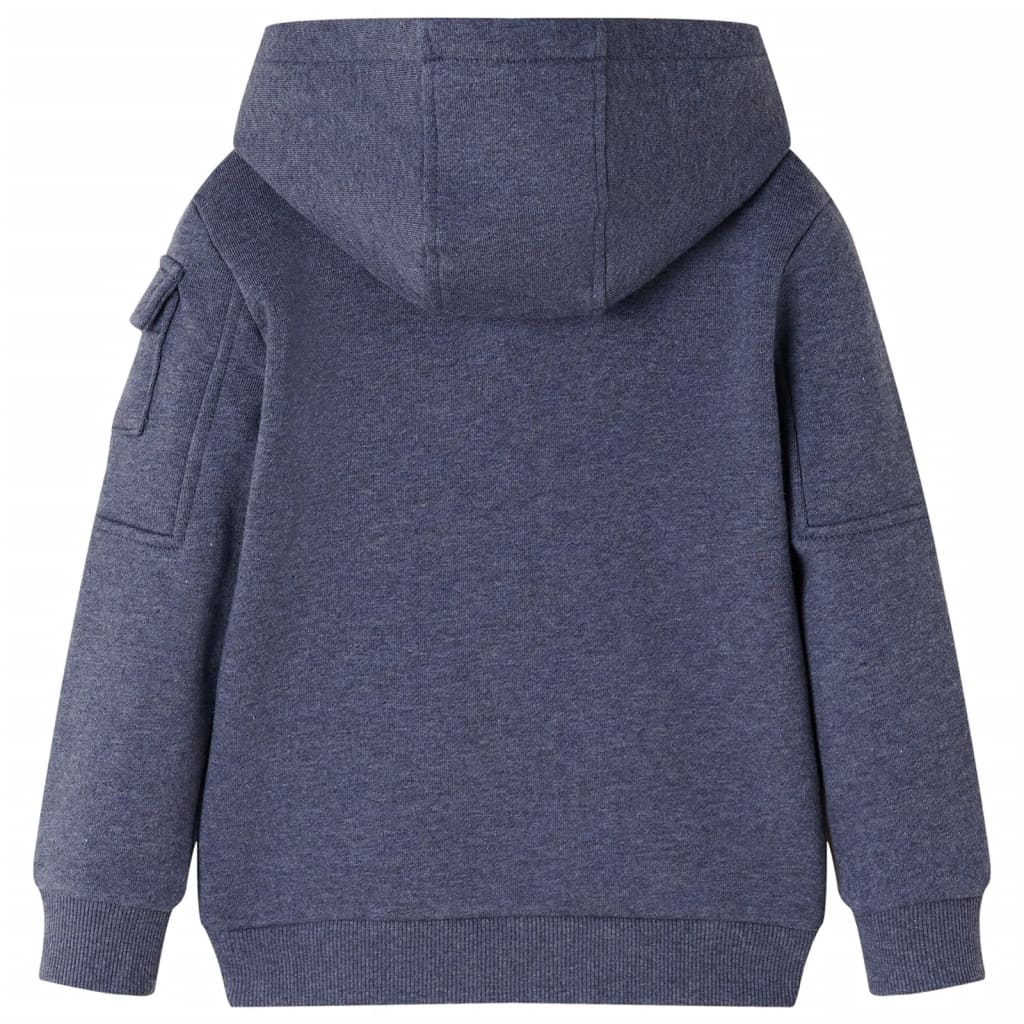 VidaXL Kindervest met capuchon en rits 128 gemêleerd donkerblauw