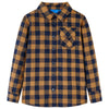 Vidaxl kinderoverhemd geruit 116 cognackleurig en blauw
