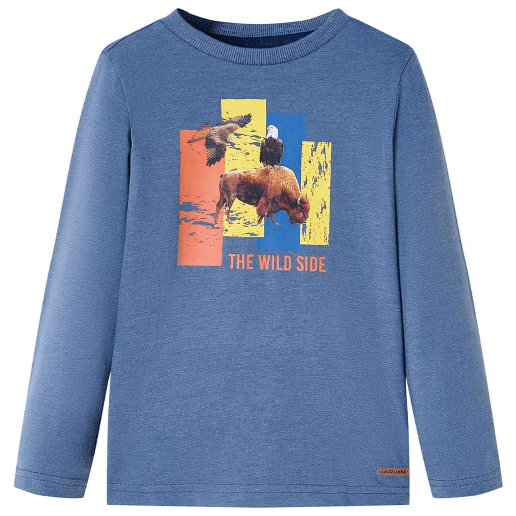 VidaXL Kindershirt met lange mouwen 92 gemêleerd blauw