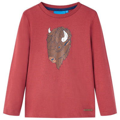 VidaXL Kindershirt met lange mouwen 128 roodbruin