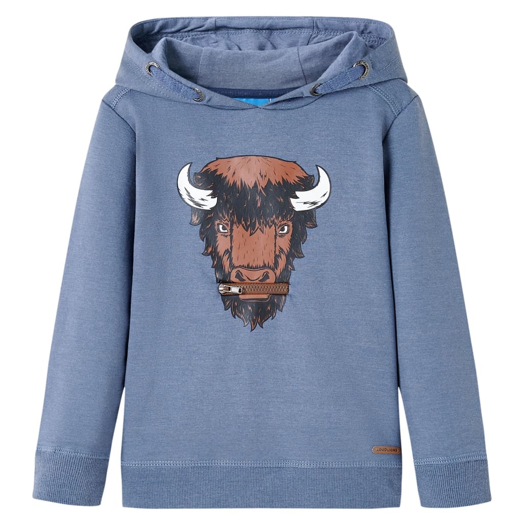 VidaXL Kindertrui met capuchon 140 gemêleerd blauw