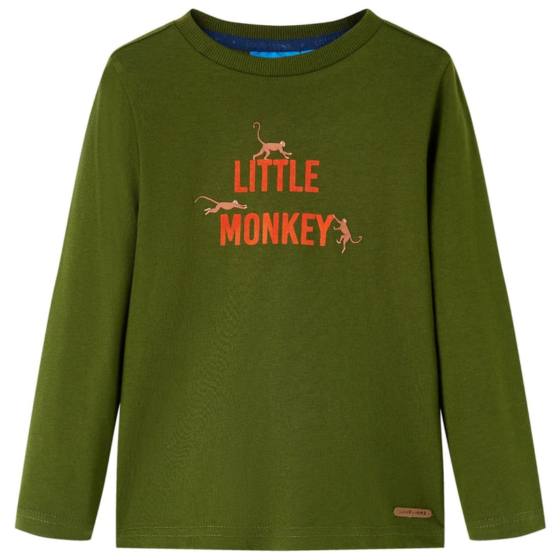 Vidaxl kindershirt met lange mouwen 128 donkerkakikleurig
