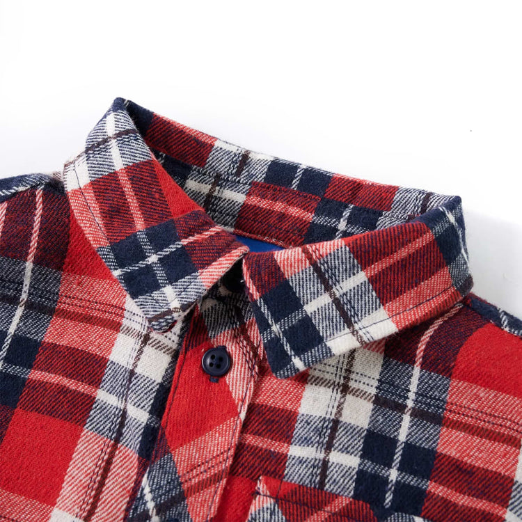 Vidaxl kinderoverhemd geruit 92 rood en marineblauw