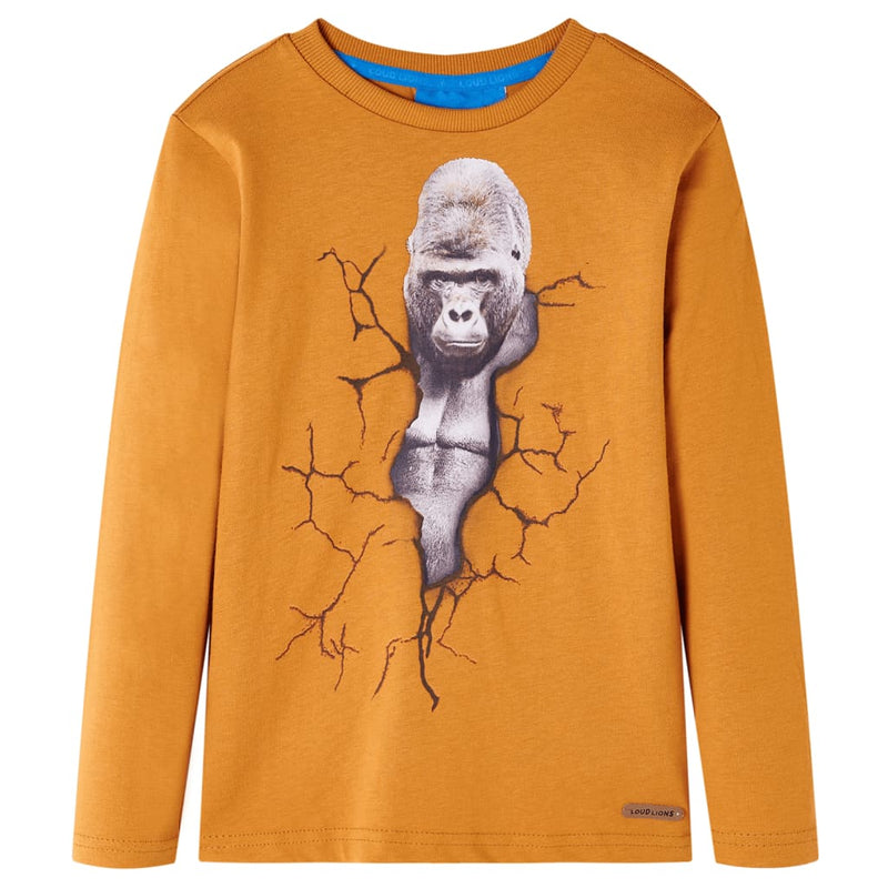 Vidaxl kindershirt met lange mouwen 116 donkerokerkleurig