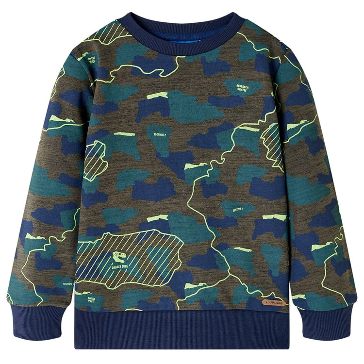 Vidaxl kindershirt 128 gemêleerd donkerkakikleurig