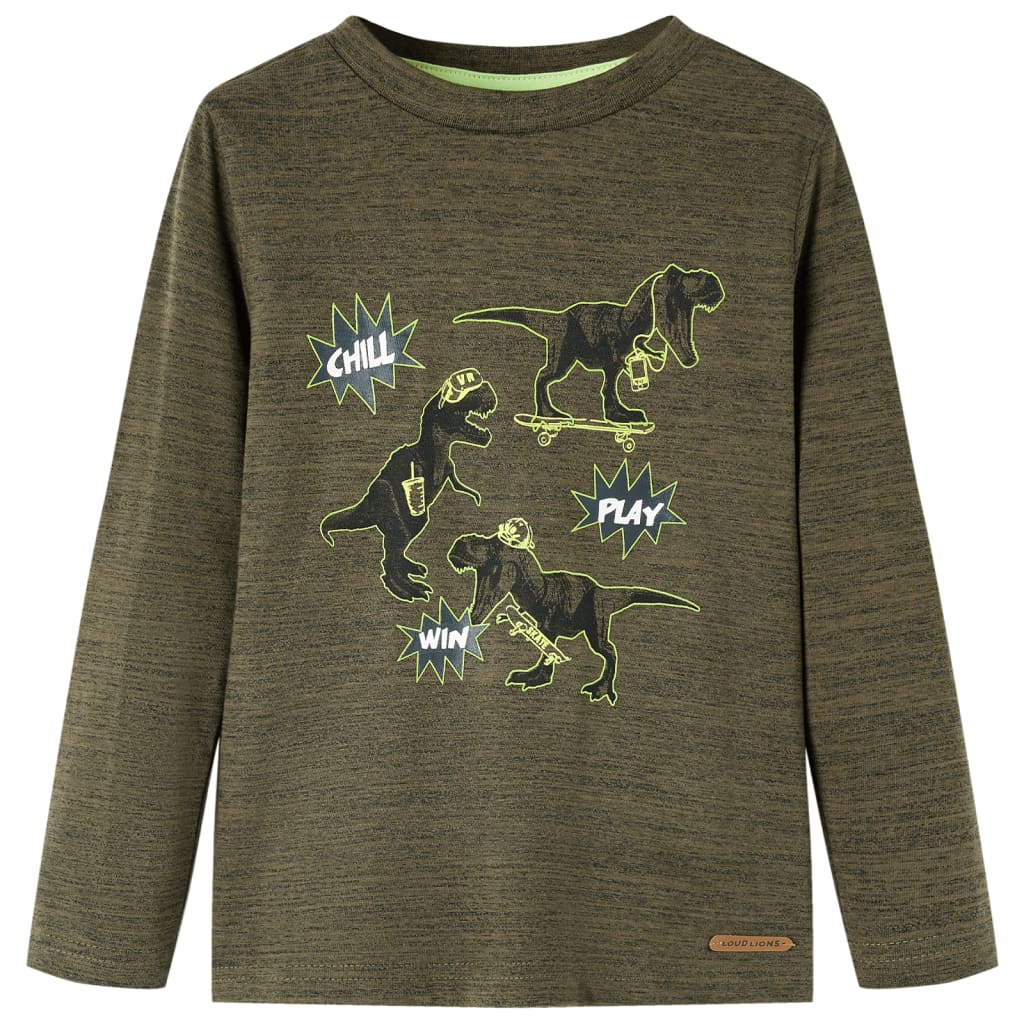 Vidaxl kindershirt met lange mouwen 92 gemêleerd kakikleurig