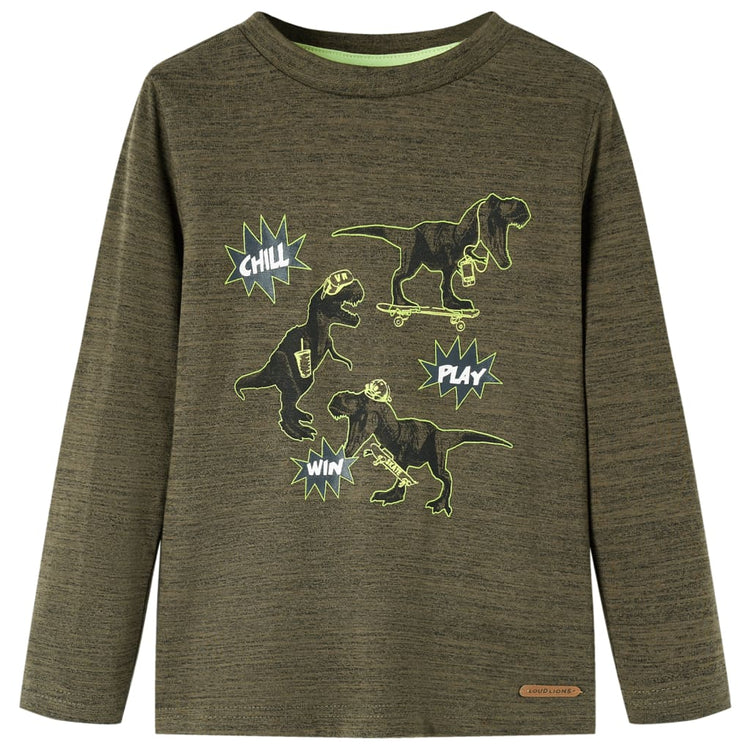 Vidaxl kindershirt met lange mouwen 92 gemêleerd kakikleurig