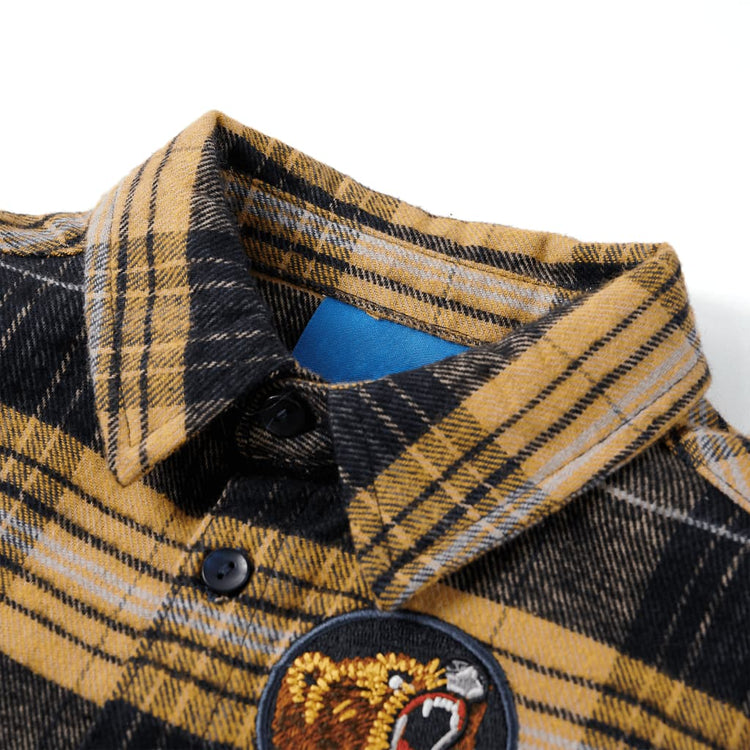 Vidaxl kindershirt geruit 104 geel en zwart