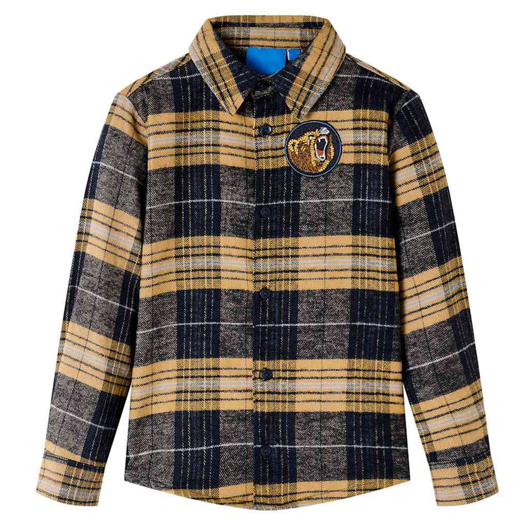 Vidaxl kindershirt geruit 116 geel en zwart