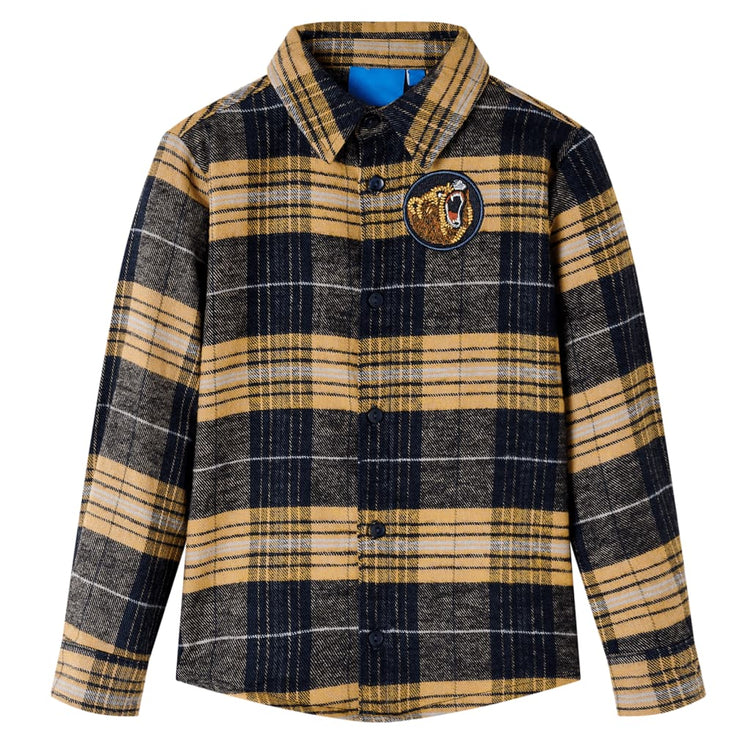 Vidaxl kindershirt geruit 128 geel en zwart